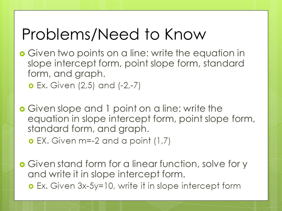 Intro to linear equation standard form